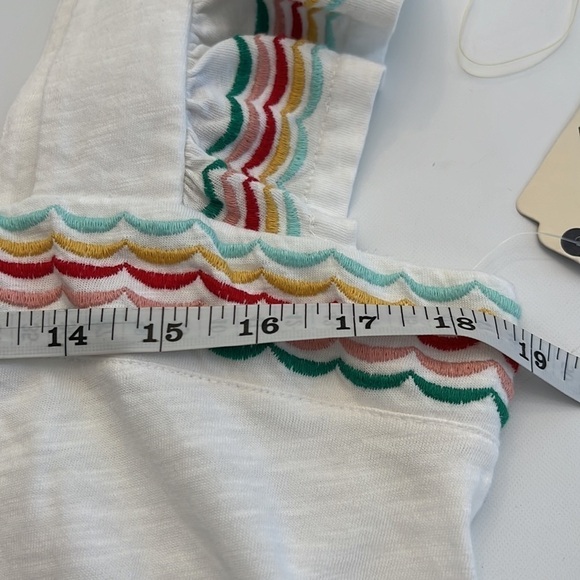 ST. John’s Bay white square neck multi- color edge ruffle sleeve tank size M NWT - Picture 9 of 12